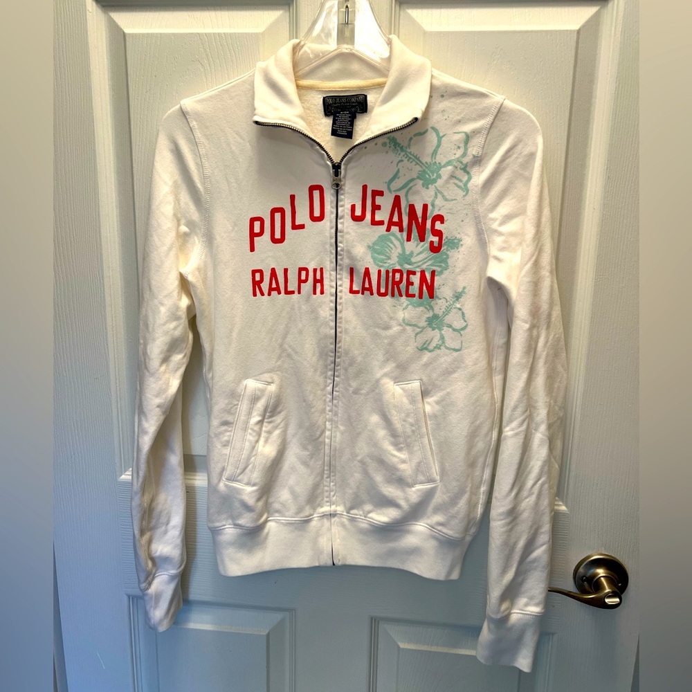 Ralph Lauren Polo Jeans gorgeous chic lightweight zipper down sweatshirt. Small.